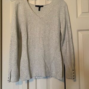 White House Black Market Heather Gray Long Sleeve Top